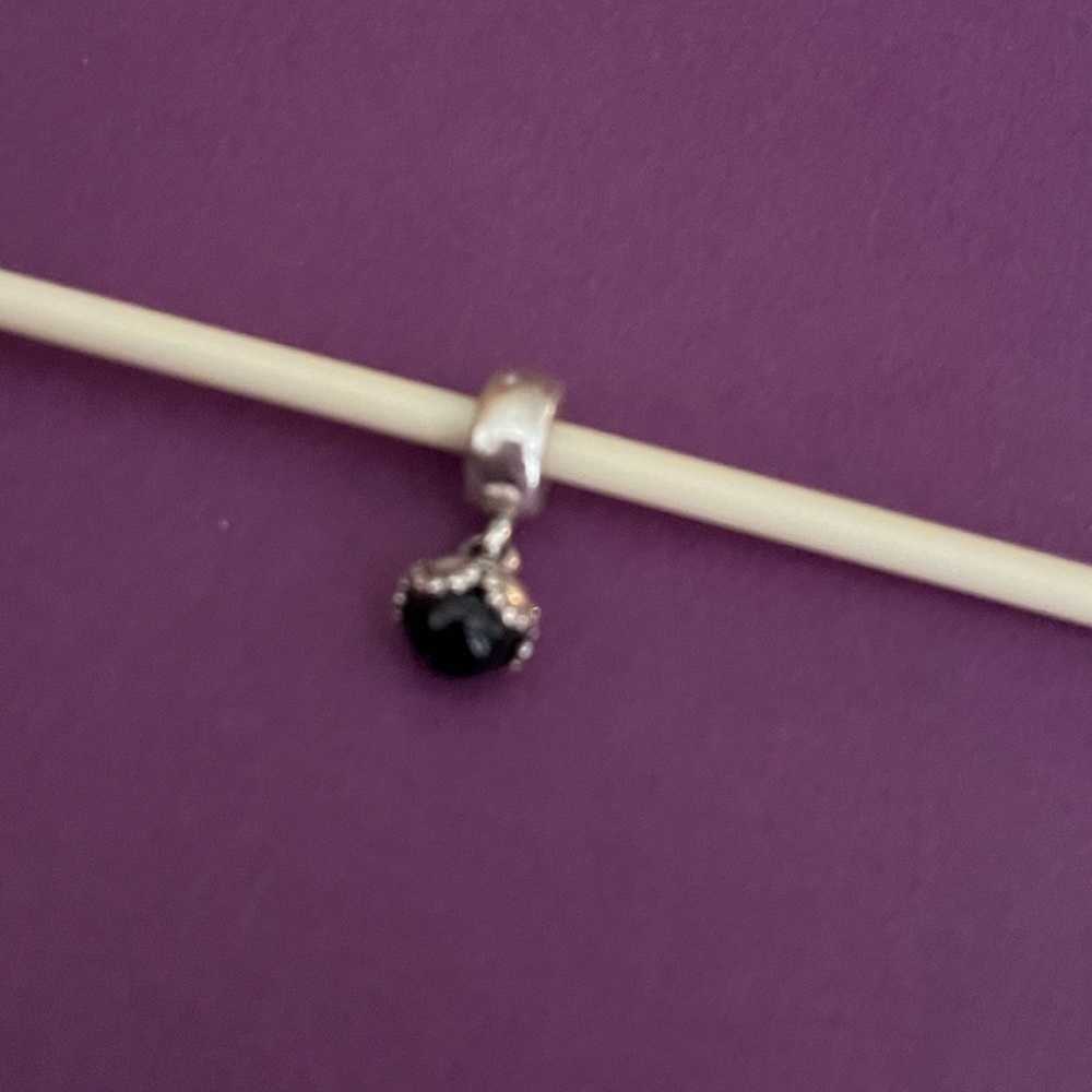 Pandora drop black onyx dangle charm. Retired. Item # 7903790.